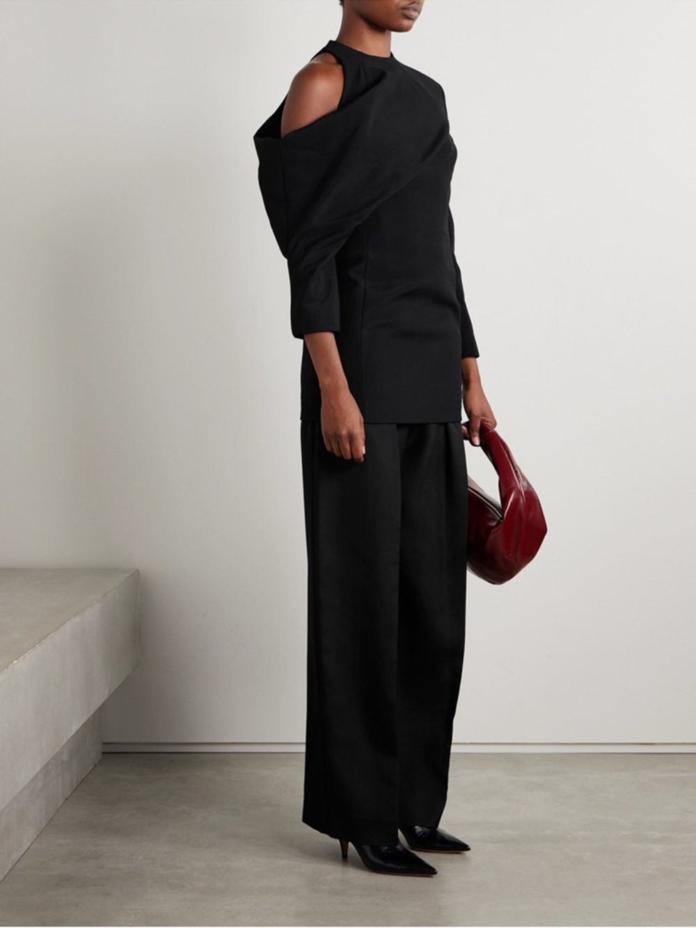 KHAITE Tristan one-shoulder draped cady top - Picture 3 of 8